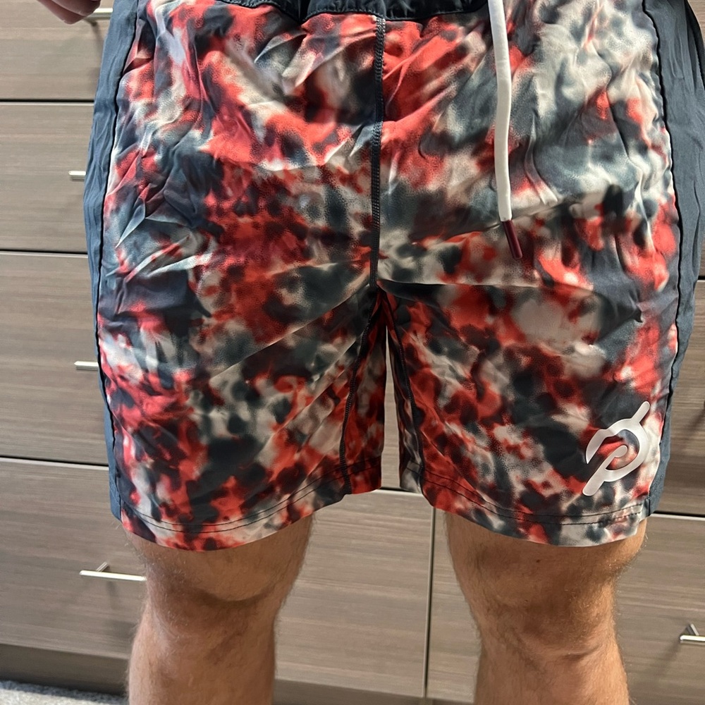 Peloton Red and Black Athletic Shorts